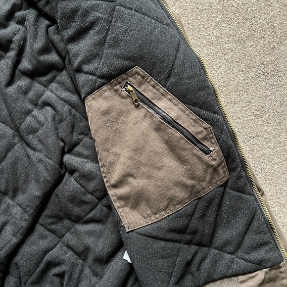 Berne Heritage Duck Canvas Hooded Active Chore Jacket Quilt Lined Brown Mens 2XL - Picture 9 of 15